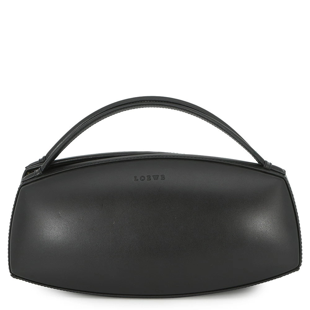 Loewe leather handbag egg shaped prominent top Handle Black